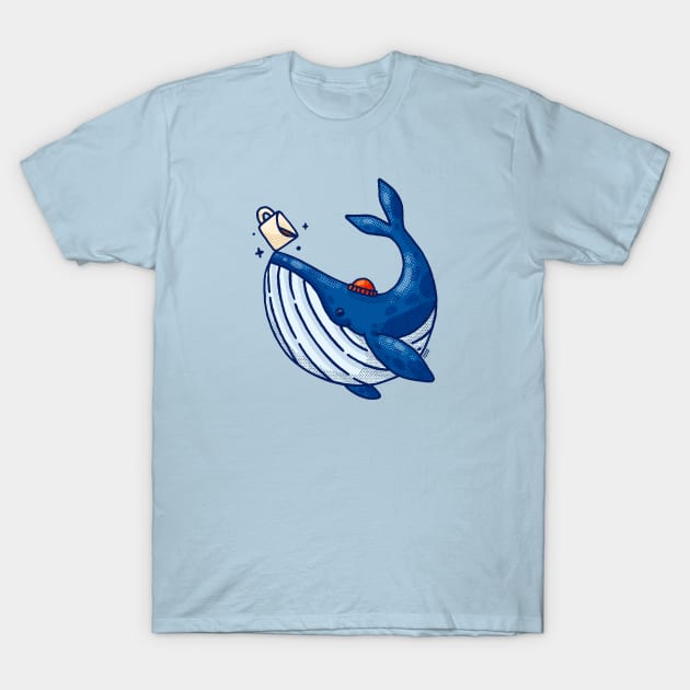 Blue Coffee Whale T-Shirt by Tania Tania